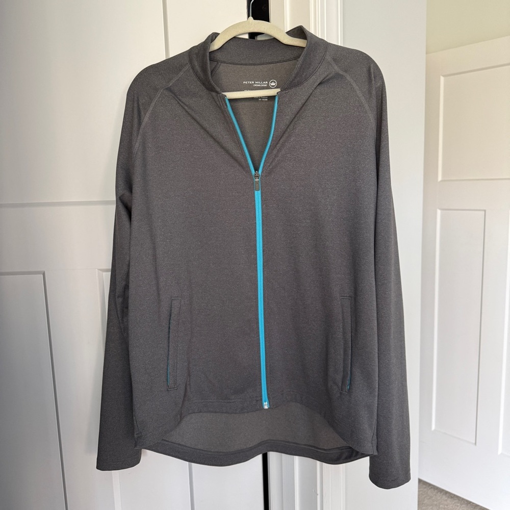 Peter Millar Gray Zip front jacket crown sport stretch UPF 50+
